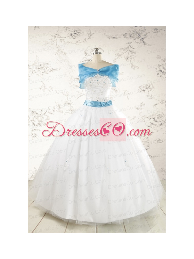 Appliques White Cheap Quinceanera Dress with Wraps for