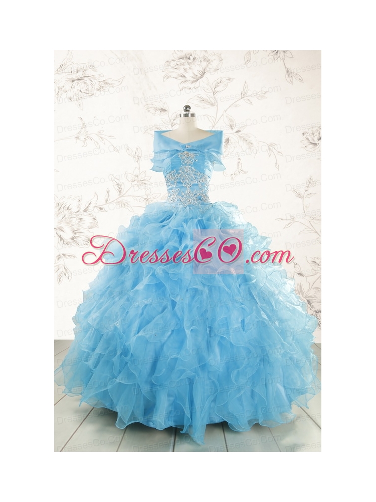 Aqua Blue Ball Gown Beading Sweet Sixteen Dresses