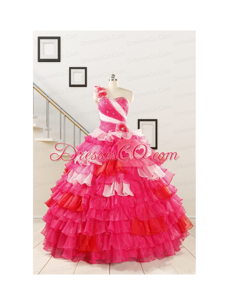 Cheap One Shoulder Beading Quinceanera Dress