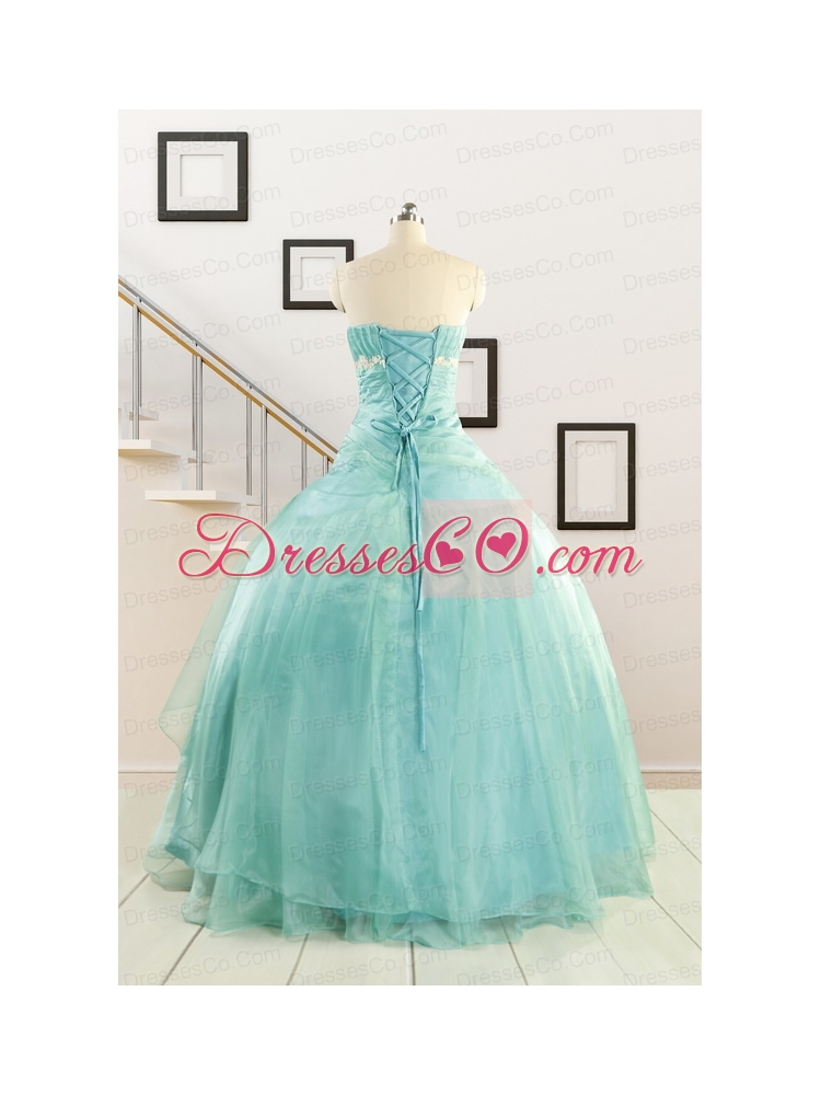 Discount Blue Quinceanera Dress with Appliques for