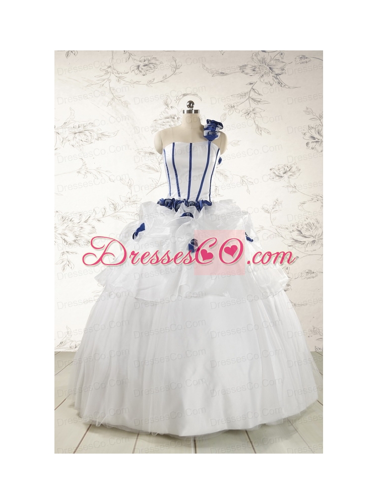 Elegant White One Shoulder Hand Made Flower Quinceanera Dress for