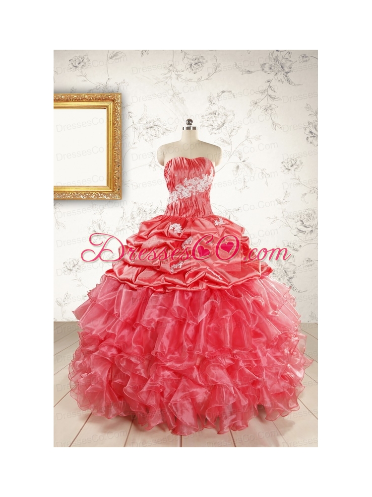 Luxurious Beading Quinceanera Dress in Watermelon