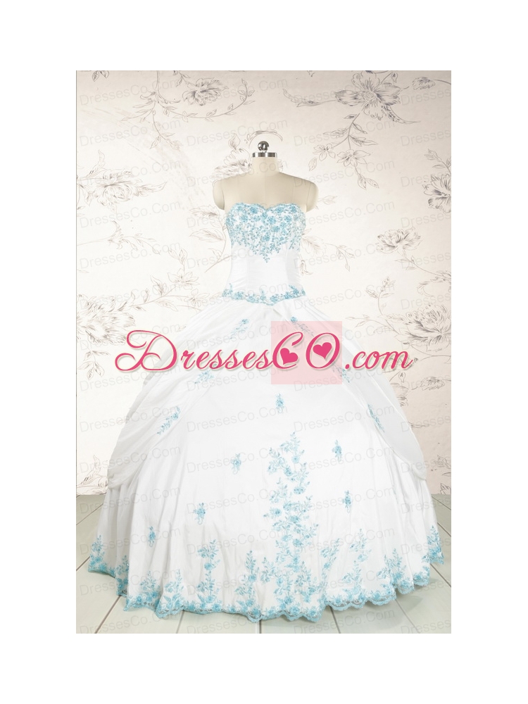 Modest Appliques Quinceanera Dress in White for