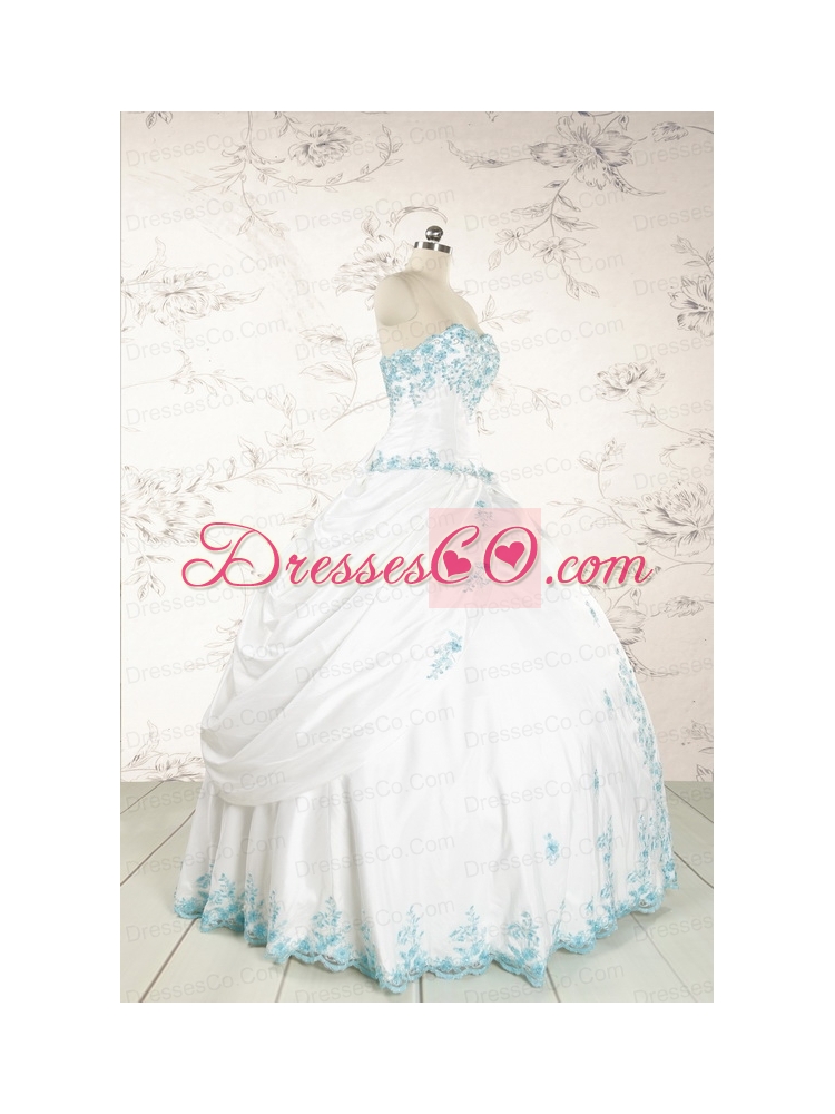 Modest Appliques Quinceanera Dress in White for