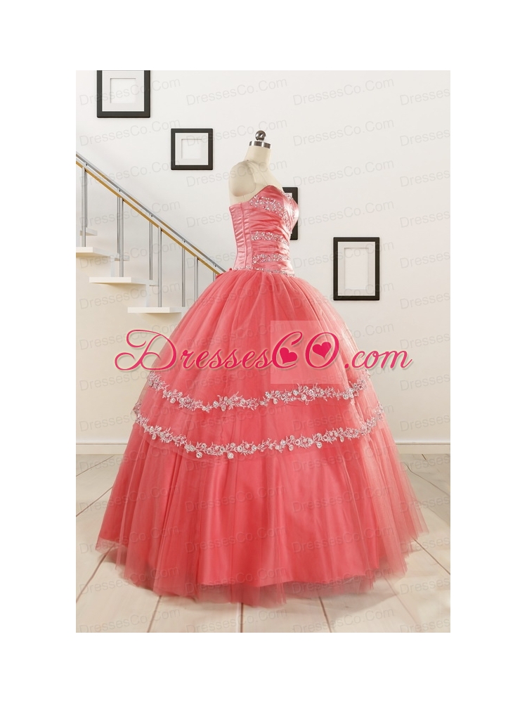 New Style Watermelon Quinceanera Dress with Beading