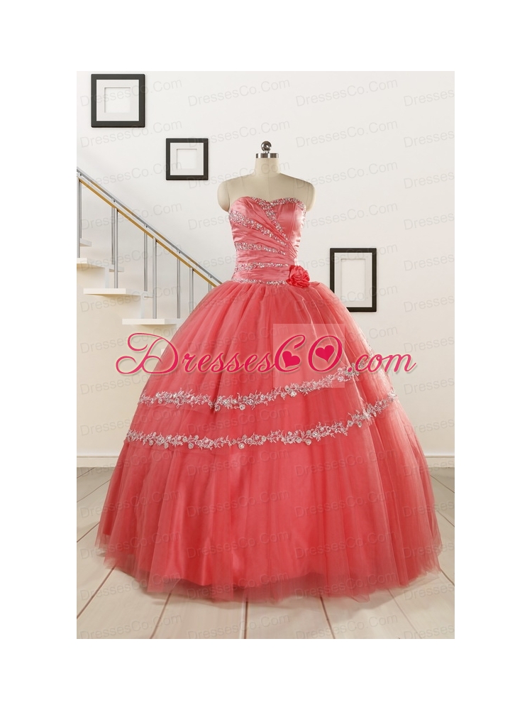 New Style Watermelon Quinceanera Dress with Beading
