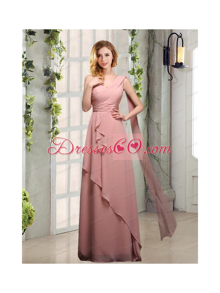 One Shoulder Empire  Bridesmaid Dress with Ruching