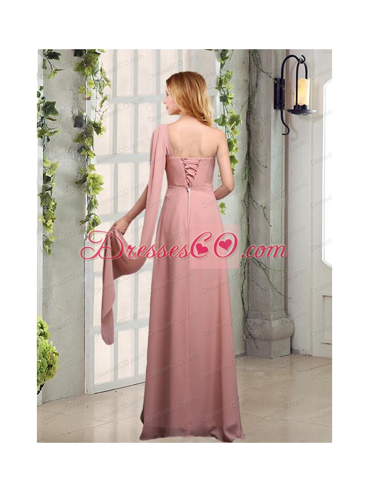 One Shoulder Empire  Bridesmaid Dress with Ruching