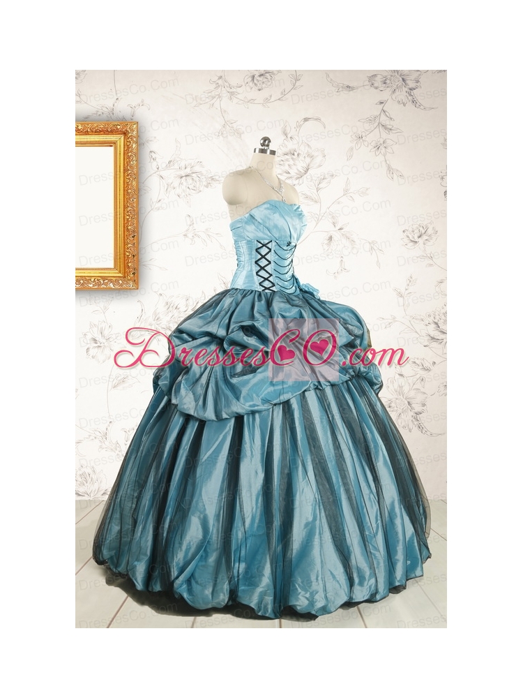 Cheap Strapless Quinceanera Dress in Teal