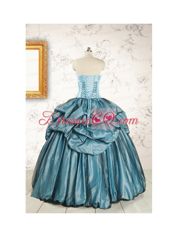 Cheap Strapless Quinceanera Dress in Teal