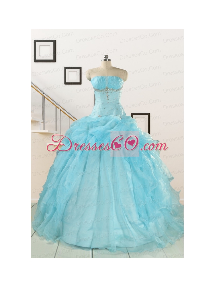 Elegant Aqua Blue Quinceanera Dress with Beading