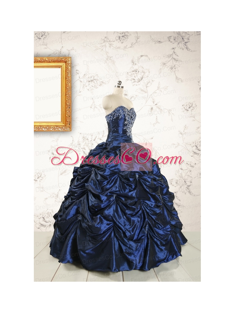 Exclusive Appliques Navy Blue Quinceanera Dresses