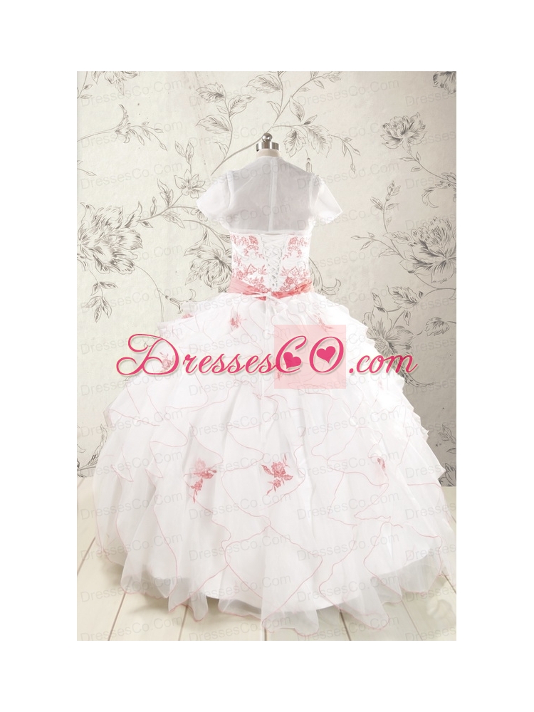 Pretty Appliques and Ruffles Quinceanera Dress with Strapless