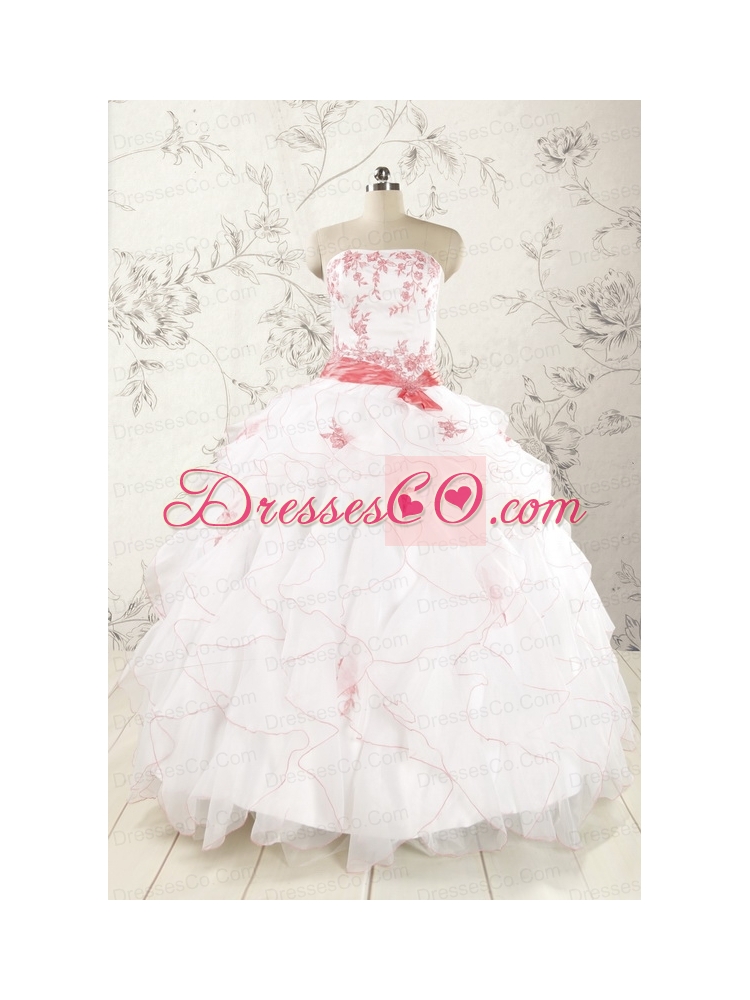 Pretty Appliques and Ruffles Quinceanera Dress with Strapless