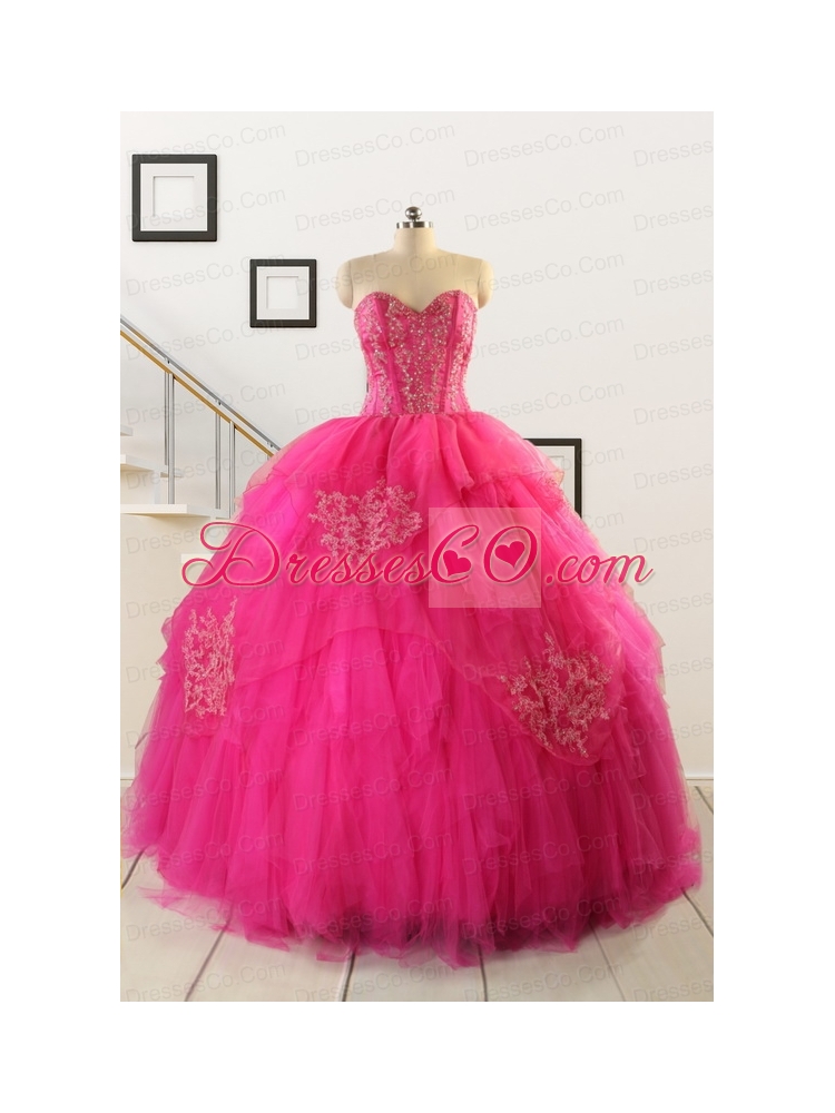 Pretty Appliques DressFor 15 in Hot Pink