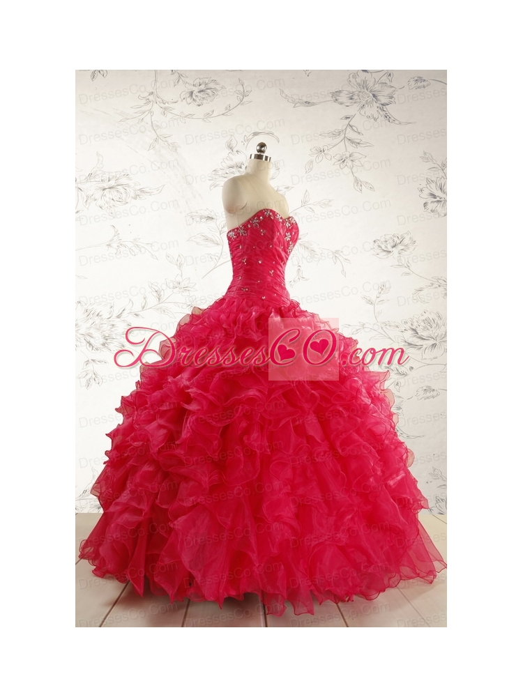 Pretty Beading Red Quinceanera Dress with Sweetheart