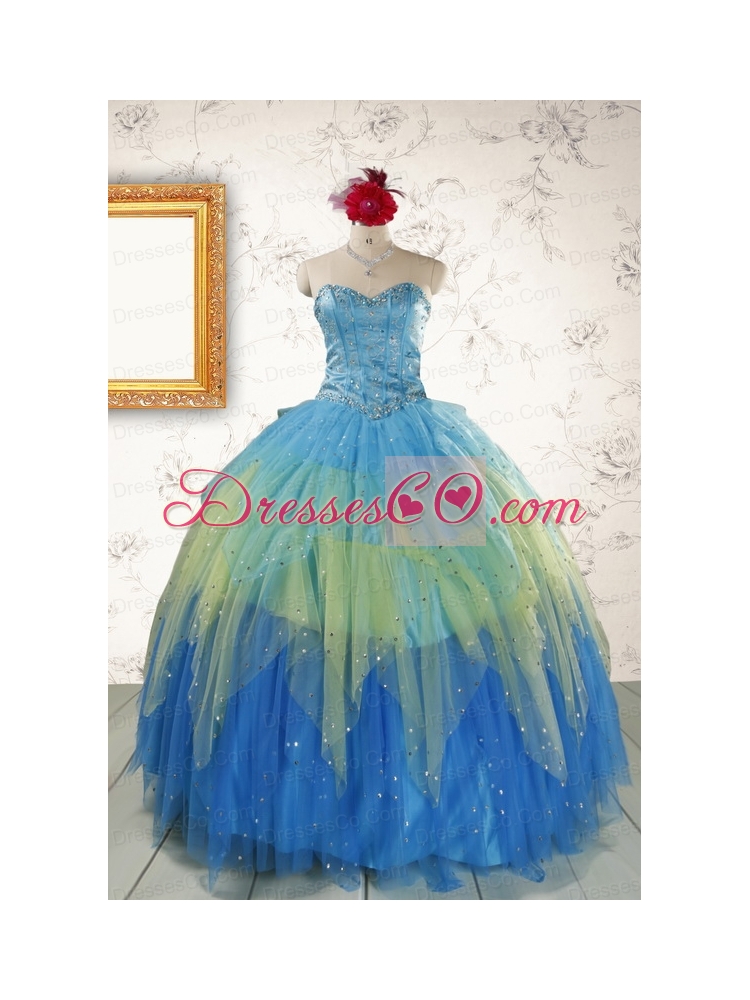 Unique Beading Quinceanera Dress in Multi-color