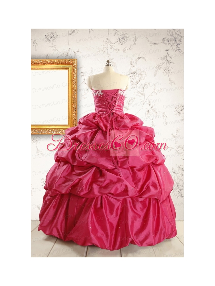 Appliques  Hot Pink Quinceanera Dress with Lace Up
