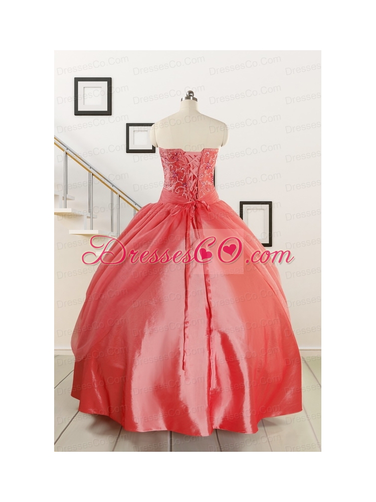 Cheap Strapless Ball Gown Quinceanera Dress in Watermelon for