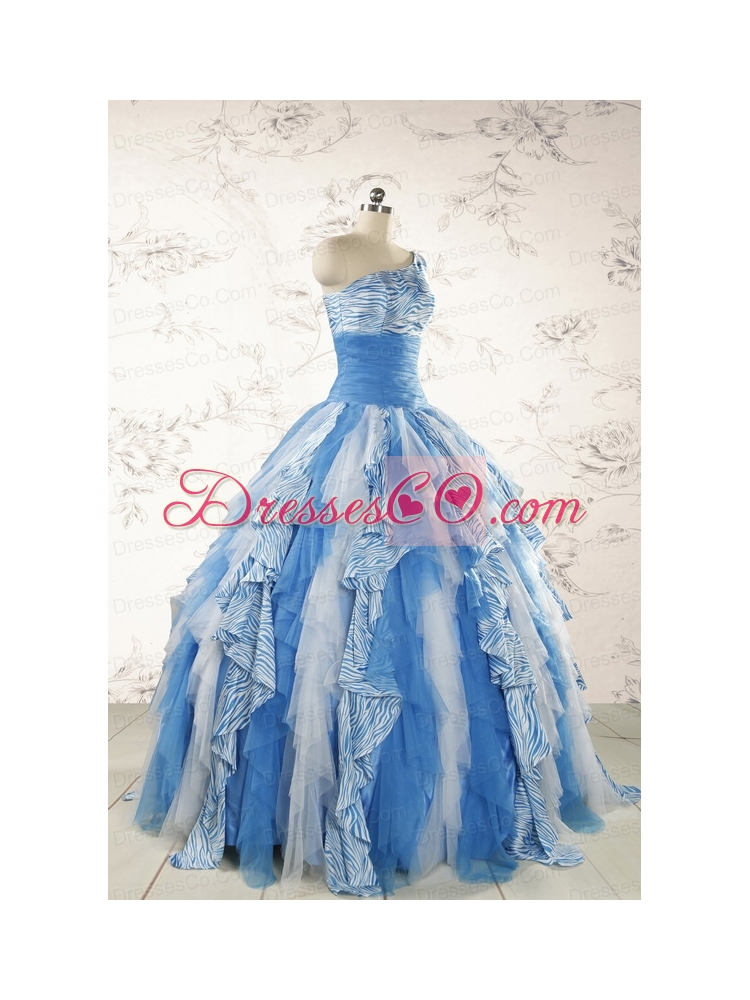 Discount One Shoulder Printed Quinceanera Dress