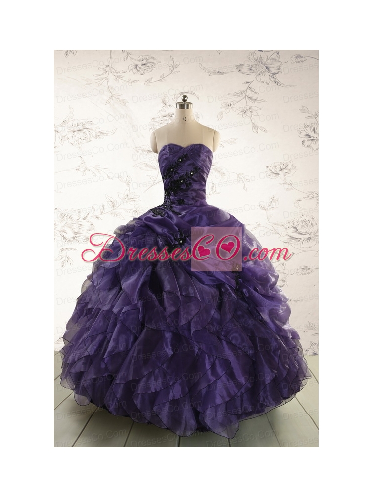 Elegant Appliques Purple Quinceanera Dress for