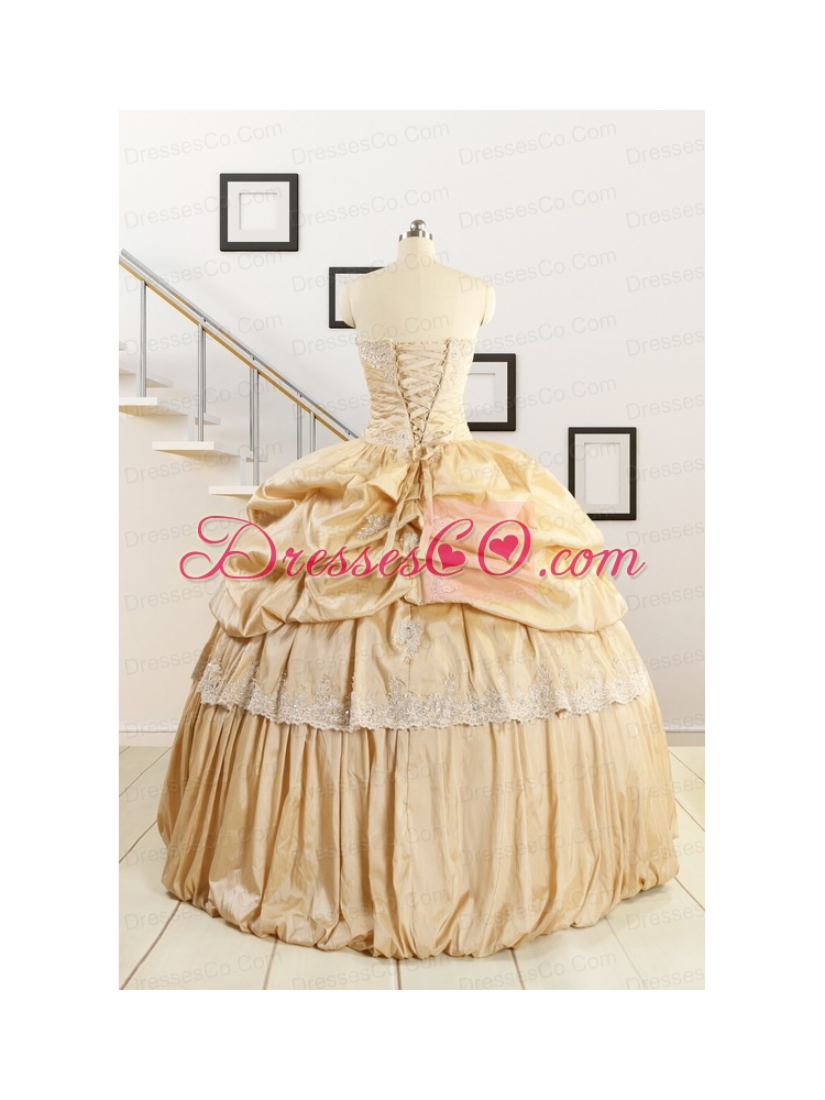 Brand New Champagne Quinceanera Dress with Appliques