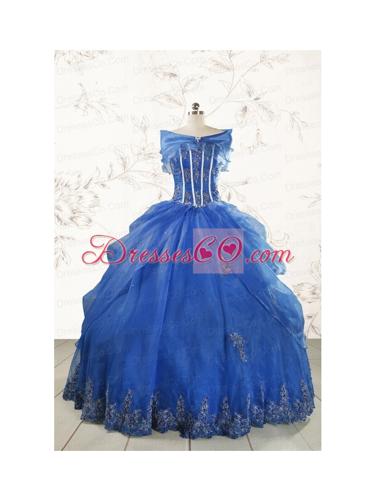 Cheap Appliques Quinceanera Dress in Royal Blue