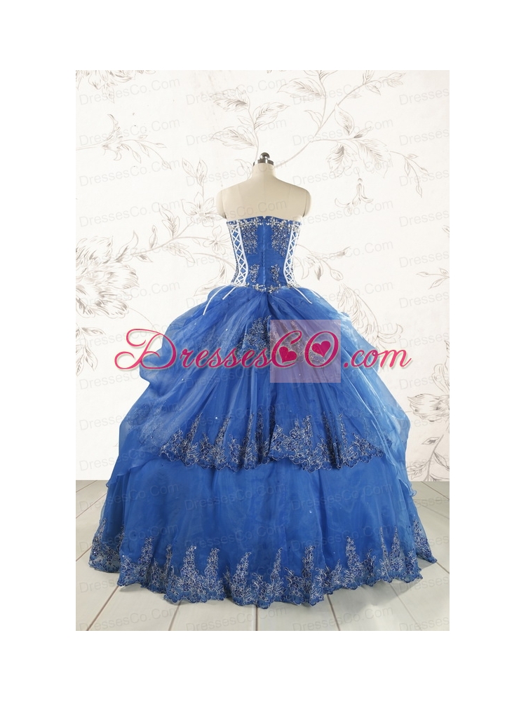 Cheap Appliques Quinceanera Dress in Royal Blue