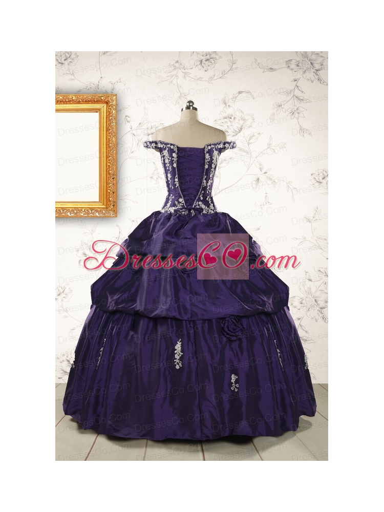 Latest Off The Shoulder Appliques Quinceanera Dress in Purple