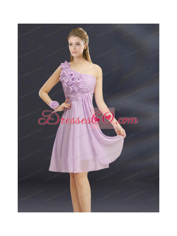 Romantic Hand Made Flowers Bridesmaid Dress with Ruching