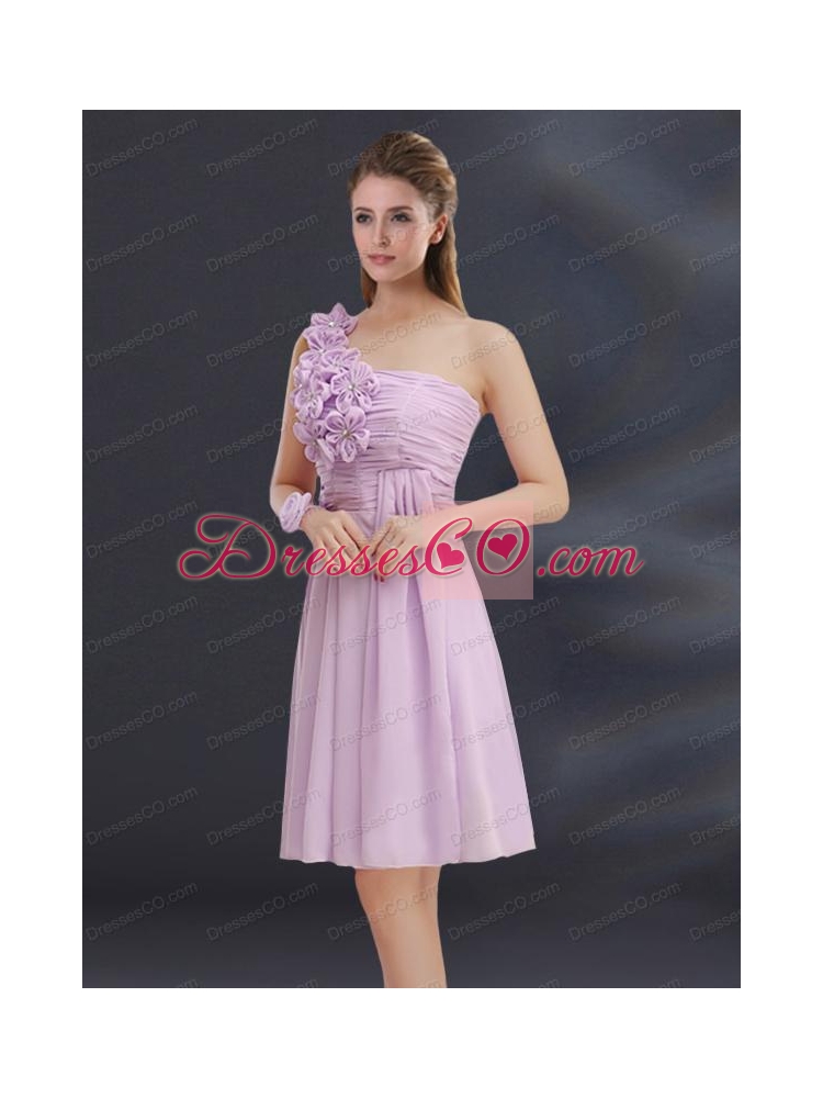 Romantic Hand Made Flowers Bridesmaid Dress with Ruching
