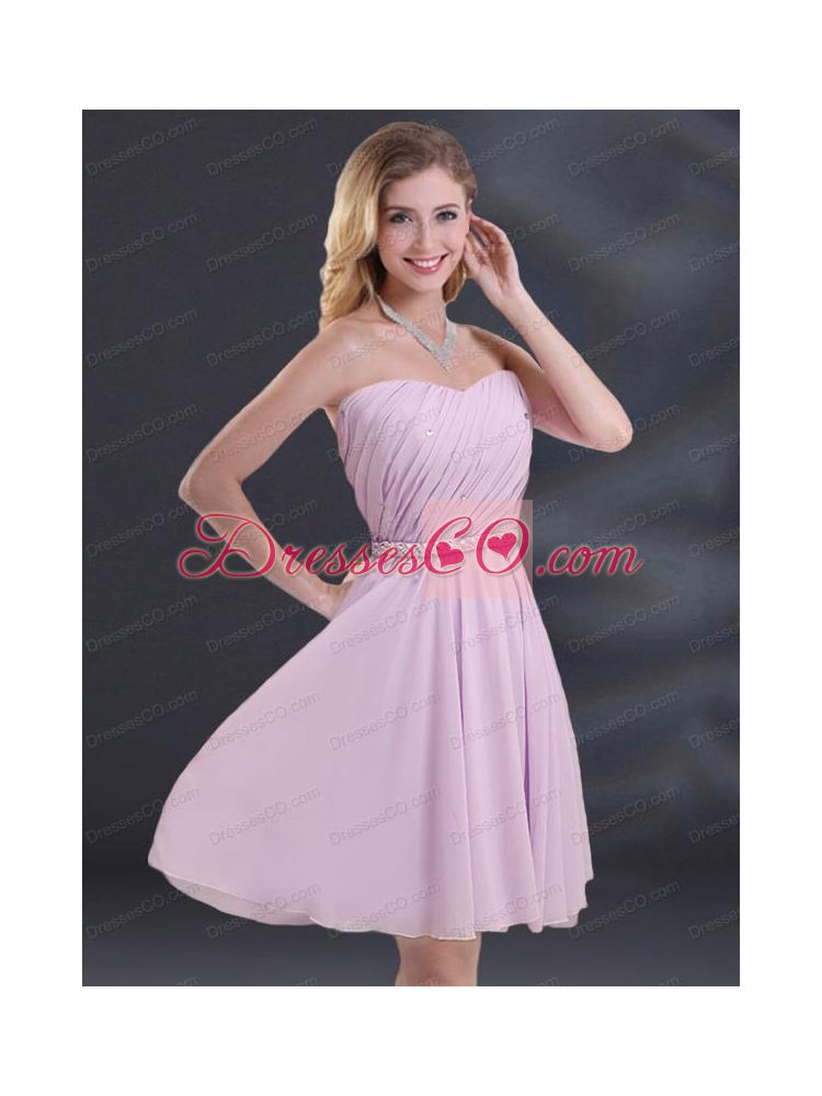 A Line Bridesmaid Dress with Ruhing and Belt