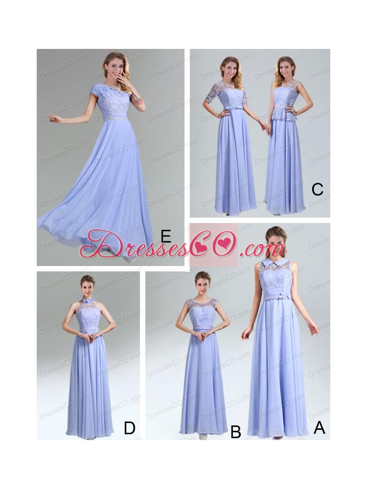 Belt and Lace Halter Empire Lace Up Bridesmaid Dress for
