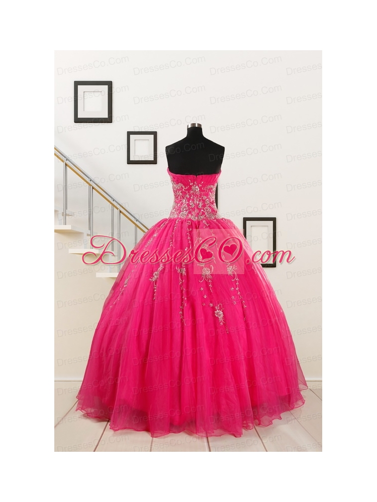 Pretty Hot Pink Quinceanera Dress with Beading
