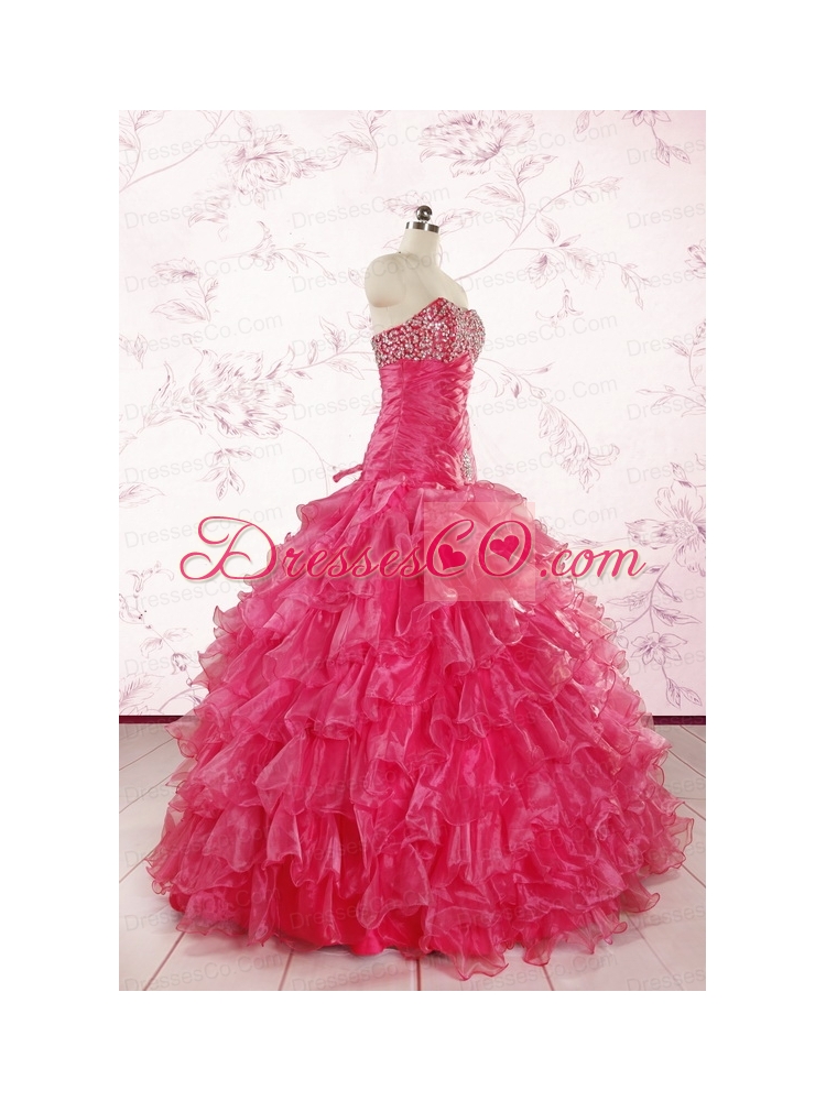 Sequins Ruffles Unique Hot Pink Quinceanera Dresses