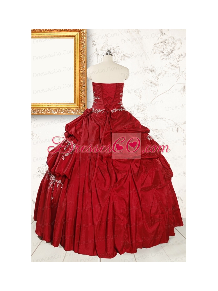 Ball Gown Appliques  Quinceanera Dress in Wine Red