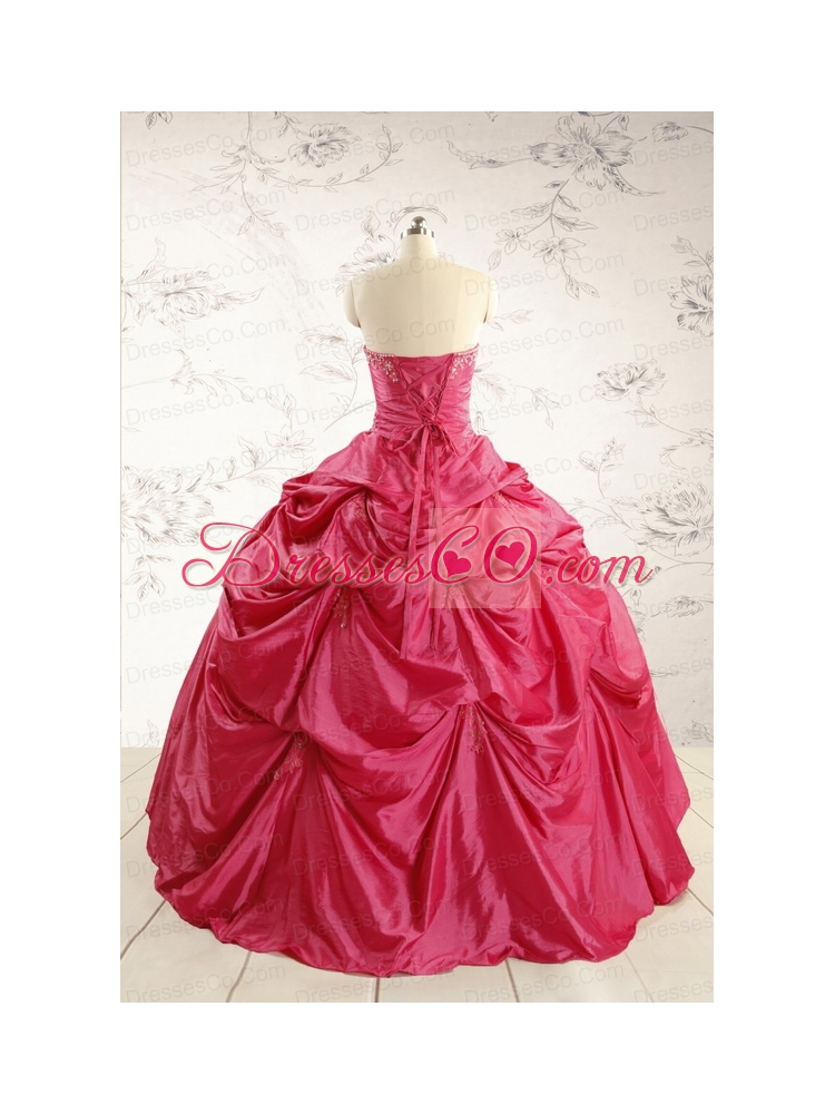 Cheap Appliques Quinceanera Dress in Hot Pink