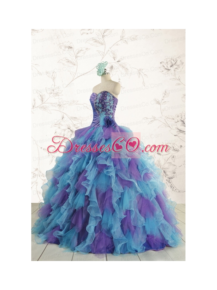 New Style Multi Color Quinceanera Dress with Beading