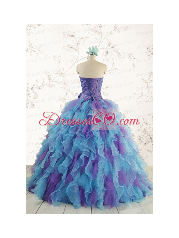 New Style Multi Color Quinceanera Dress with Beading