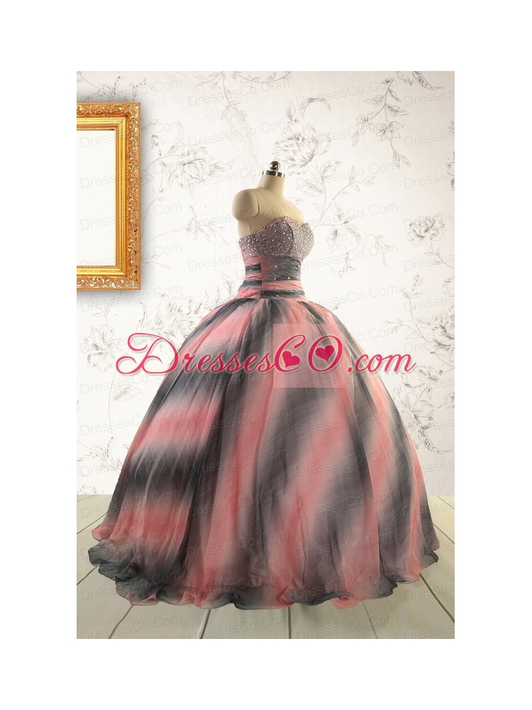 Perfect Multi-color Dress For Quinceanera with Beading