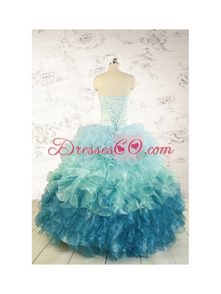 Prefect Blue Quinceanera Dress with Beading and Ruffles