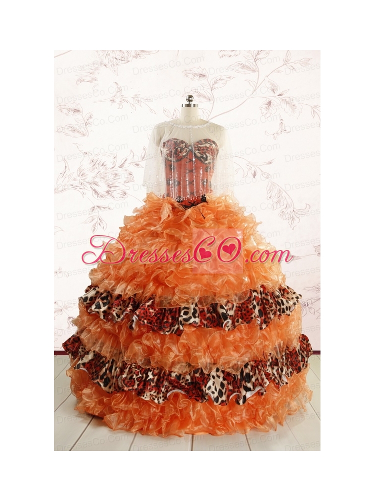Beautiful Orange Quinceanera Dress with Ruffles