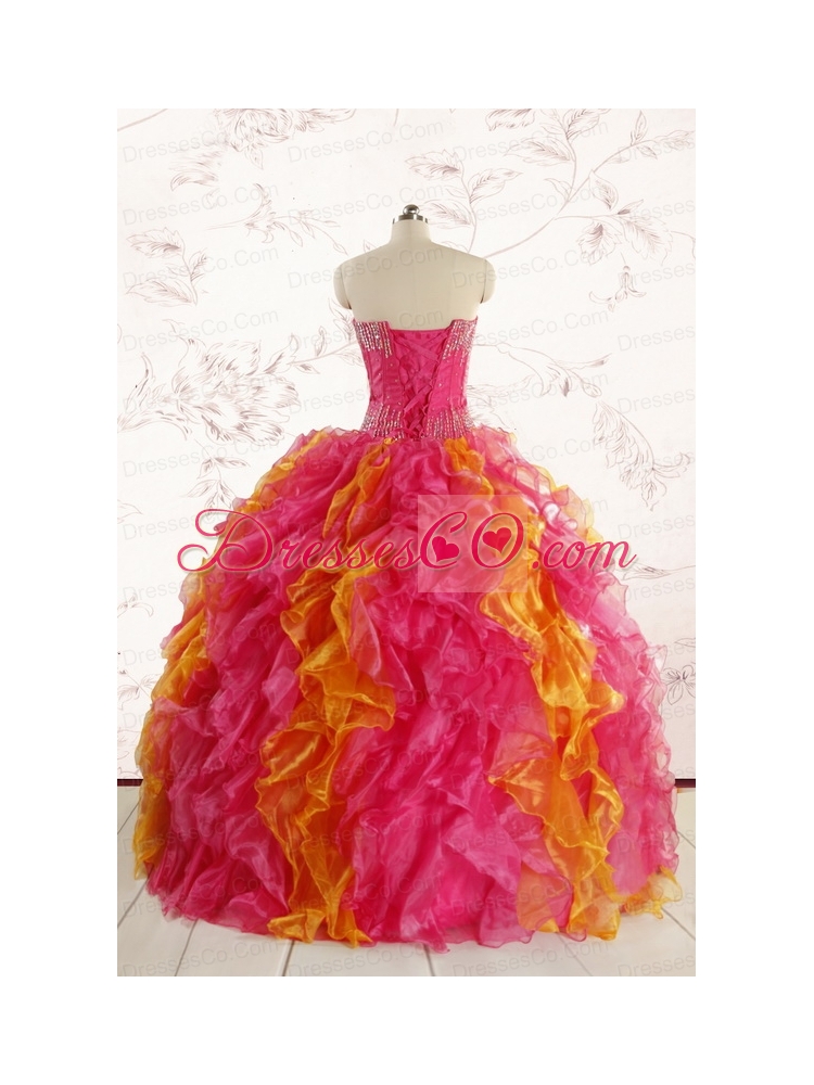 Inexpensive Beading Quinceanera Dress in Multi color