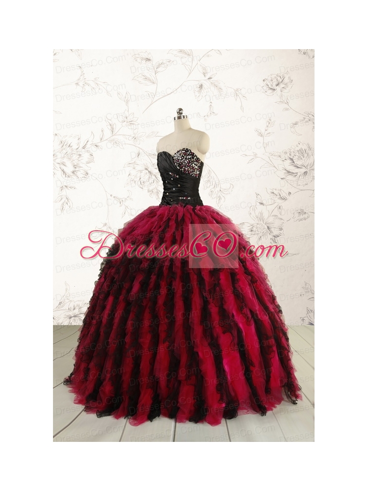 Luxurious Beading Quinceanera Dress in Red and Black