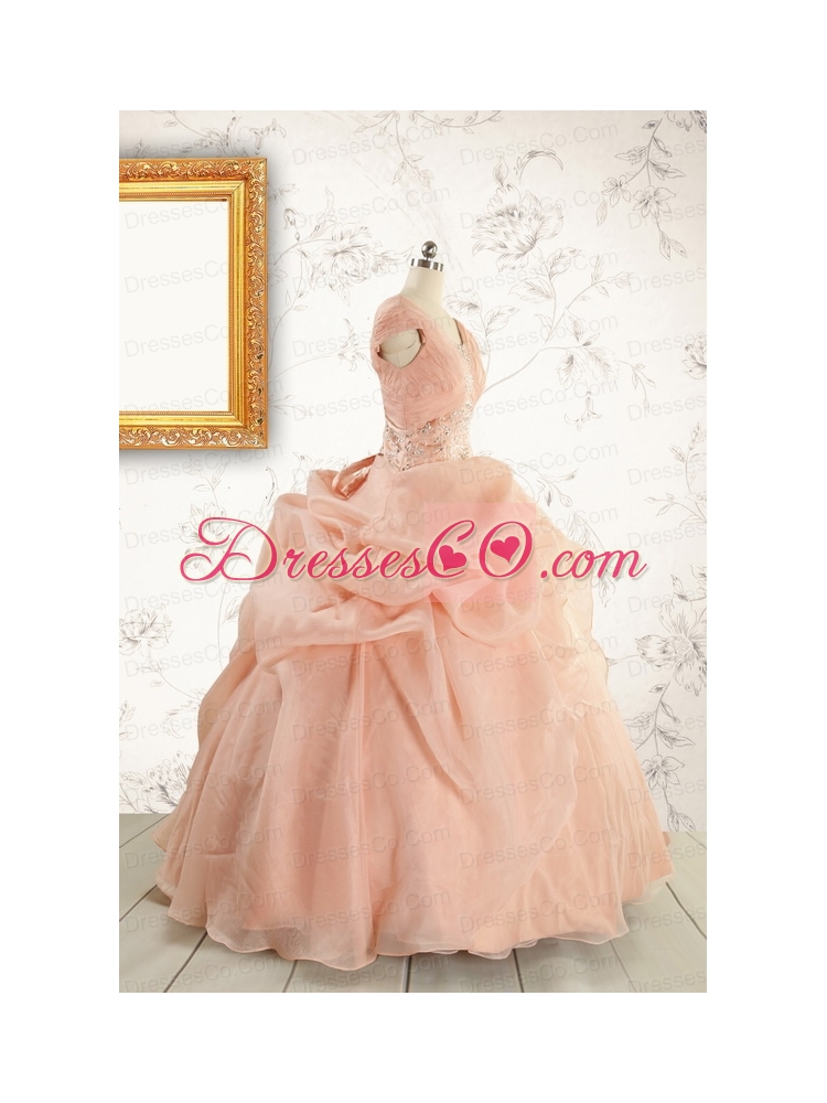 New Style Beading Quinceanera Dress in Peach For