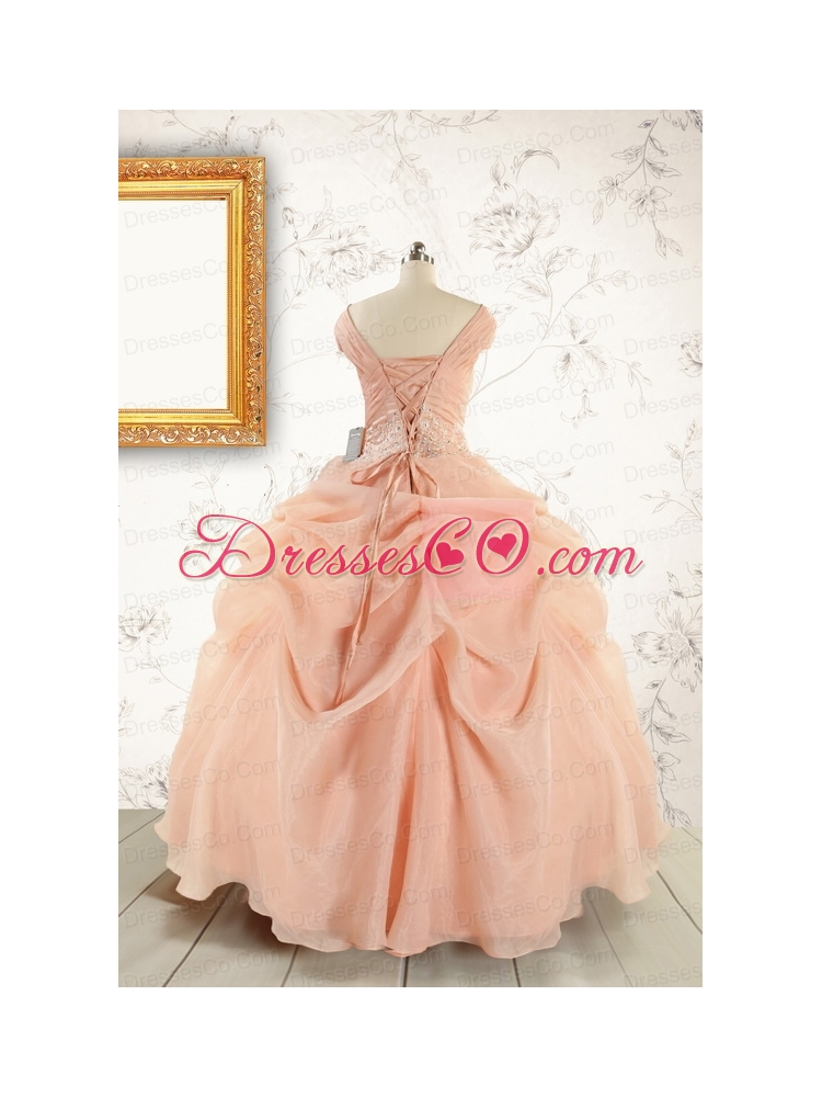 New Style Beading Quinceanera Dress in Peach For