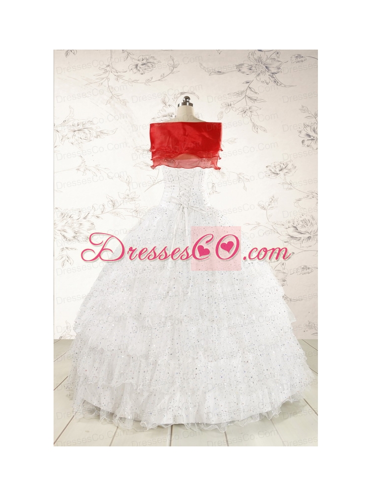 White Ball Gown Formal Quinceanera Dress with Sequins and Ruffles