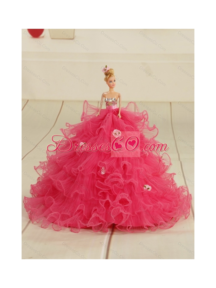 Beautiful Pink Little Girl Pageant Dress with Beading and Ruffled Layers