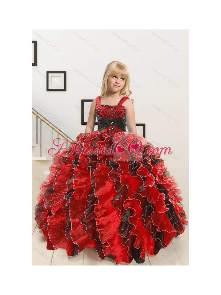 New Arrival Appliques and Ruffles Multi Color Flower Girl Dress