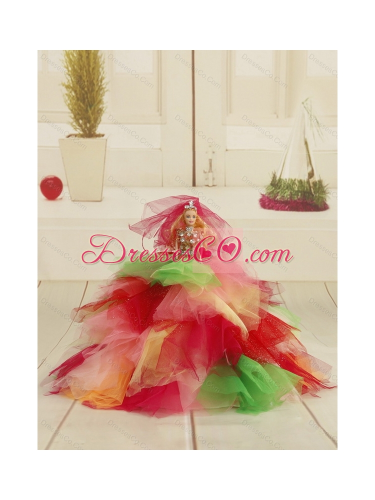 New Arrival Appliques and Ruffles Multi Color Flower Girl Dress